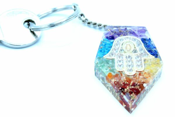 Orgonite Power Keyring - Gemstone Chakra Hamsa - Image 5