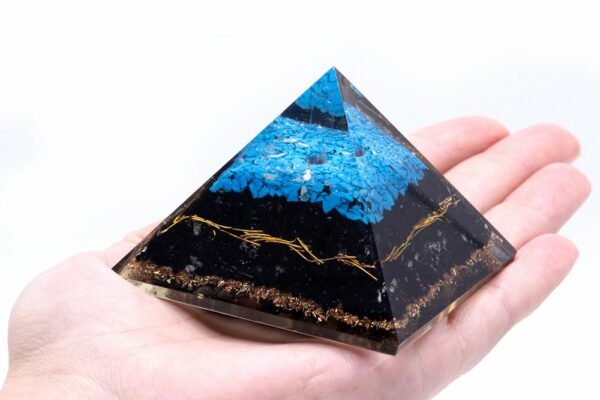 Orgonite Pyramid - Turqoise and Black Tourmaline - 70 mm - Image 3