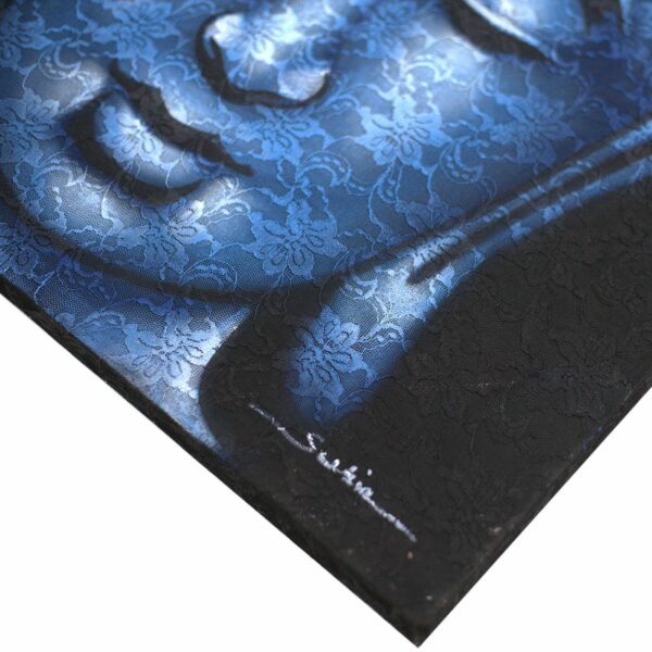 Buddah Painting - Blue Brocade Detail - Image 2