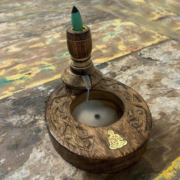 Sm Mango Wood Backflow Burner - Brass Buddha - Image 6