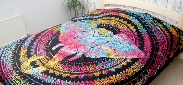 Single Cotton Bedspread + Wall Hanging -  Hamsa - Image 4
