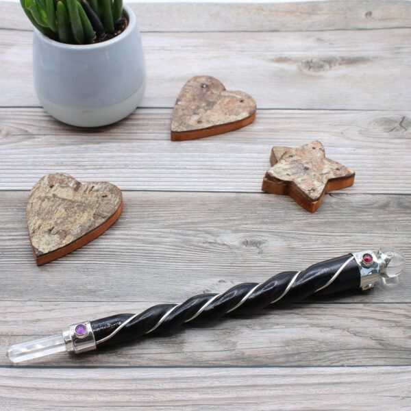Twisted Healing Wand - Silver Rock Quartz Sphere - Image 4