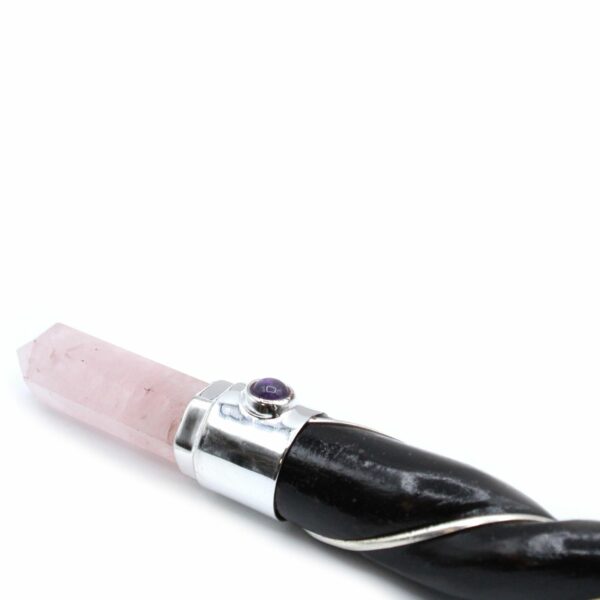 Twisted Healing Wand - Silver Rose Quartz Sphere - Image 3