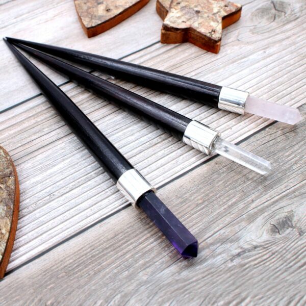 Simple Pointed Healing Wand - Rose, Rock, Amethyst - Image 4