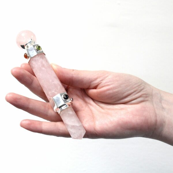 Hexagonal Crystal Healing Wand - 12cm - Rose Quartz - Image 3