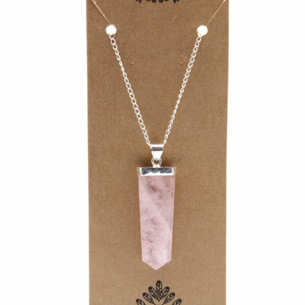 Gemstone Flat Pencil Pendant - Rose Quartz - Image 2