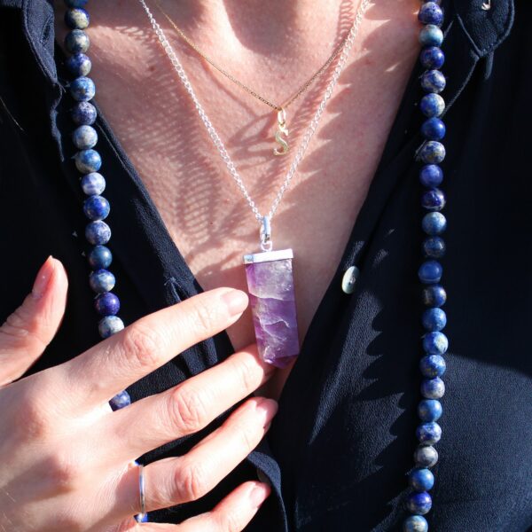 Gemstone Flat Pencil Pendant - Rose Quartz - Image 7