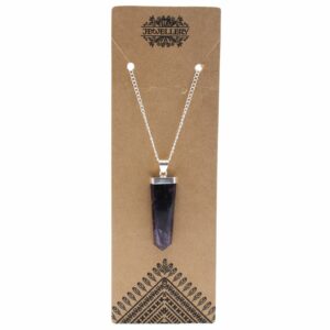 Gemstone Flat Pencil Pendant - Amethyst