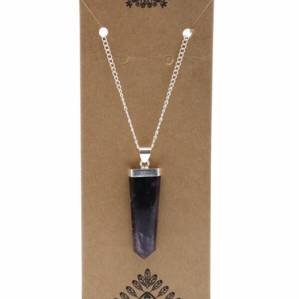 Gemstone Flat Pencil Pendant - Amethyst - Image 2