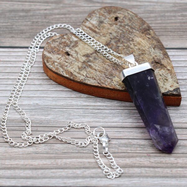 Gemstone Flat Pencil Pendant - Amethyst - Image 3