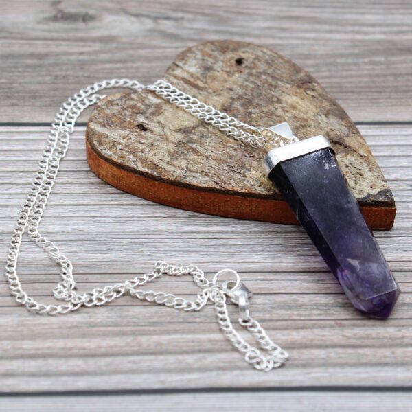 Gemstone Flat Pencil Pendant - Amethyst - Image 4