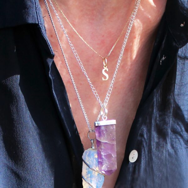 Gemstone Flat Pencil Pendant - Amethyst - Image 10