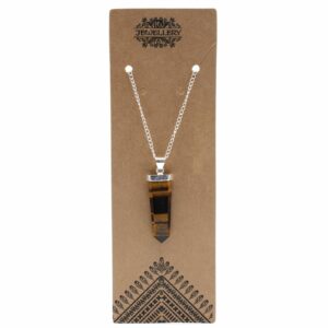 Gemstone Flat Pencil Pendant - Tiger Eye