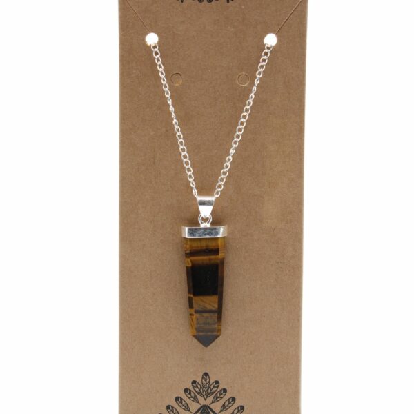 Gemstone Flat Pencil Pendant - Tiger Eye - Image 2