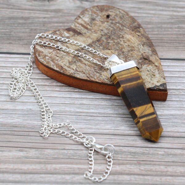 Gemstone Flat Pencil Pendant - Tiger Eye - Image 3