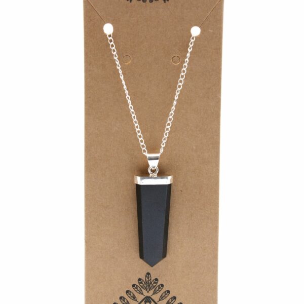 Gemstone Flat Pencil Pendant - Black Agate - Image 2
