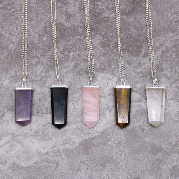 Gemstone Flat Pencil Pendant - Black Agate - Image 5