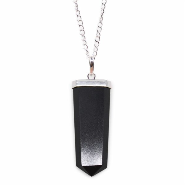 Gemstone Flat Pencil Pendant - Black Agate - Image 9