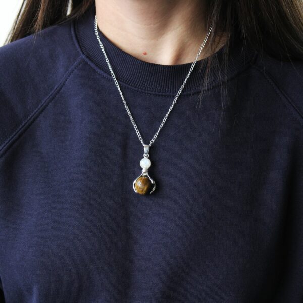 Gemstone Healing Hands Pendant - Tiger Eye - Image 5