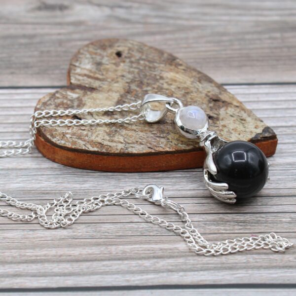 Gemstone Healing Hands Pendant - Black Agate - Image 3