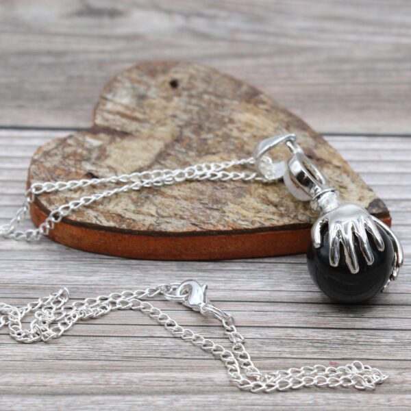 Gemstone Healing Hands Pendant - Black Agate - Image 4