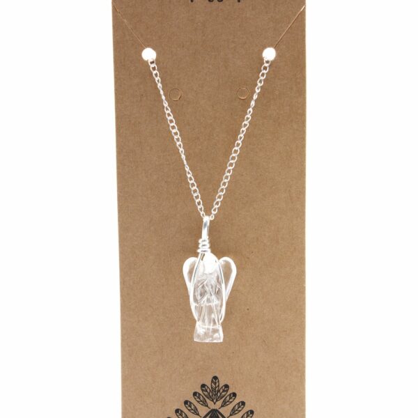Gemstone Guardian Angel Pendant - Rock Quartz - Image 2