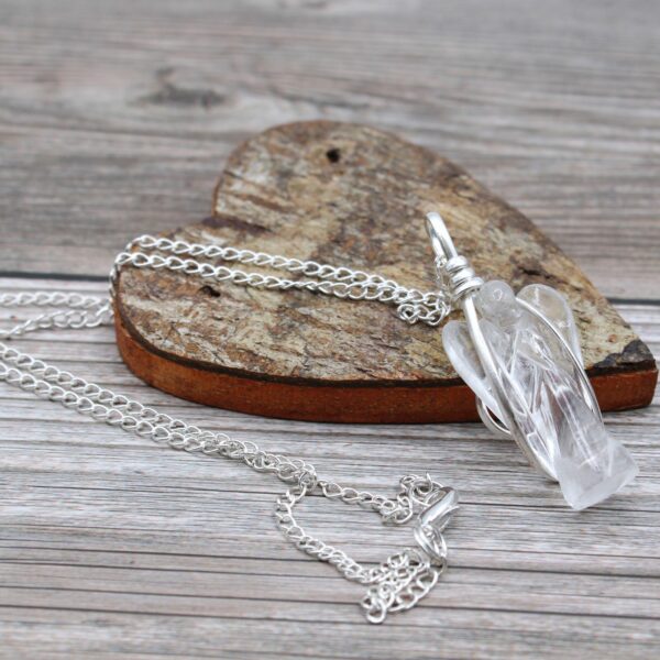 Gemstone Guardian Angel Pendant - Rock Quartz - Image 3