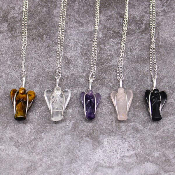 Gemstone Guardian Angel Pendant - Rock Quartz - Image 6