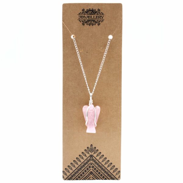 Gemstone Guardian Angel Pendant - Rose Quartz