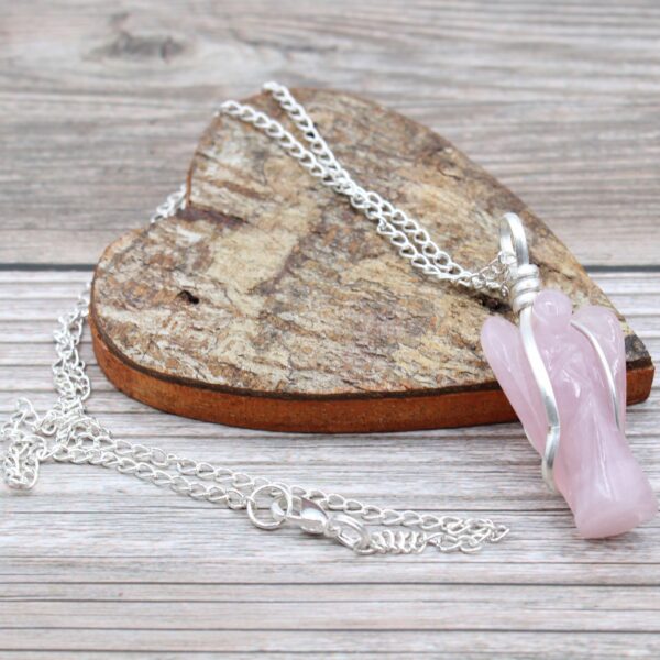 Gemstone Guardian Angel Pendant - Rose Quartz - Image 3
