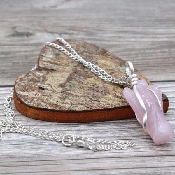 Gemstone Guardian Angel Pendant - Rose Quartz - Image 4