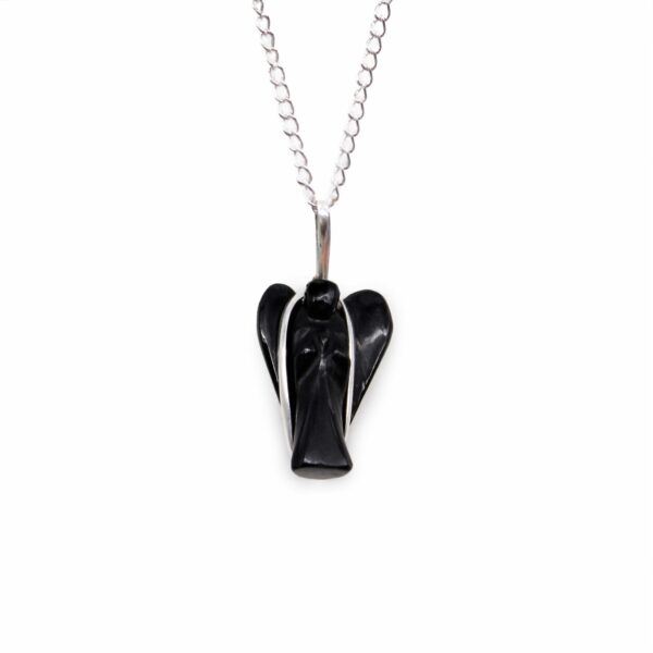 Gemstone Guardian Angel Pendant - Black Agate - Image 9