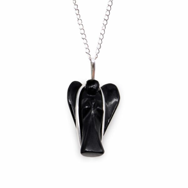 Gemstone Guardian Angel Pendant - Black Agate - Image 10