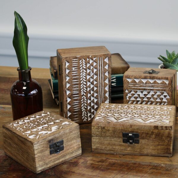 White Washed Wooden Box - Pill Box Slavic Design - Image 6