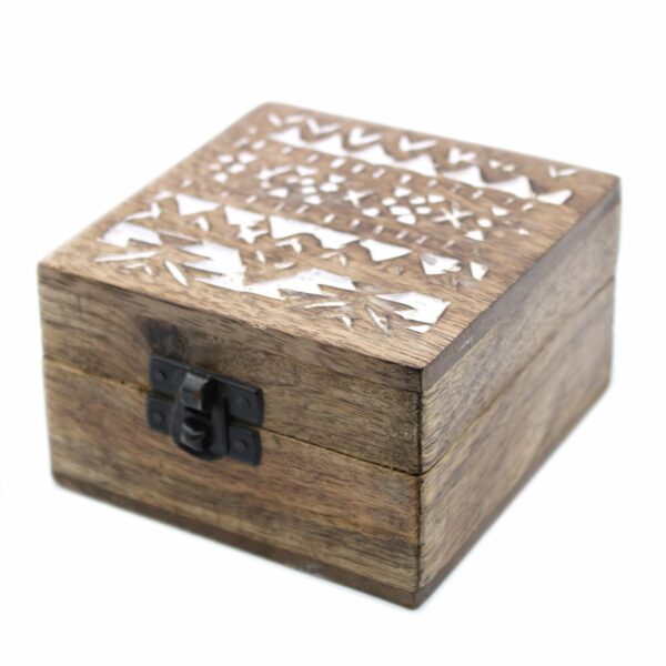 White Washed Wooden Box - 4x4 Slavic Design - Image 2