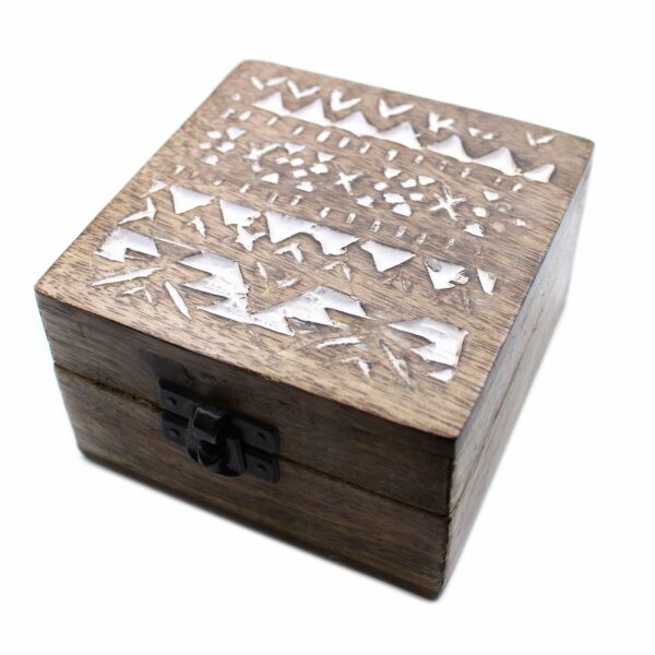 White Washed Wooden Box - 4x4 Slavic Design - Image 5
