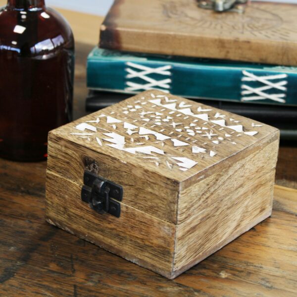 White Washed Wooden Box - 4x4 Slavic Design - Image 6