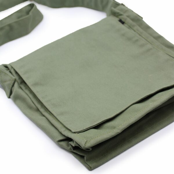Cotton Canvas Messenger Bag - Green - Image 2