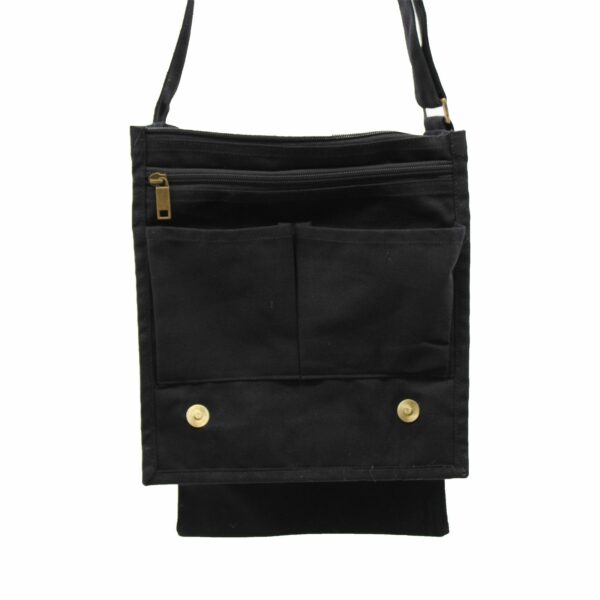 Cotton Canvas Messenger Bag - Black - Image 2