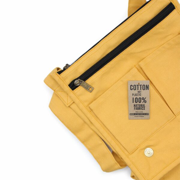 Cotton Canvas Messenger Bag - Yellow - Image 2