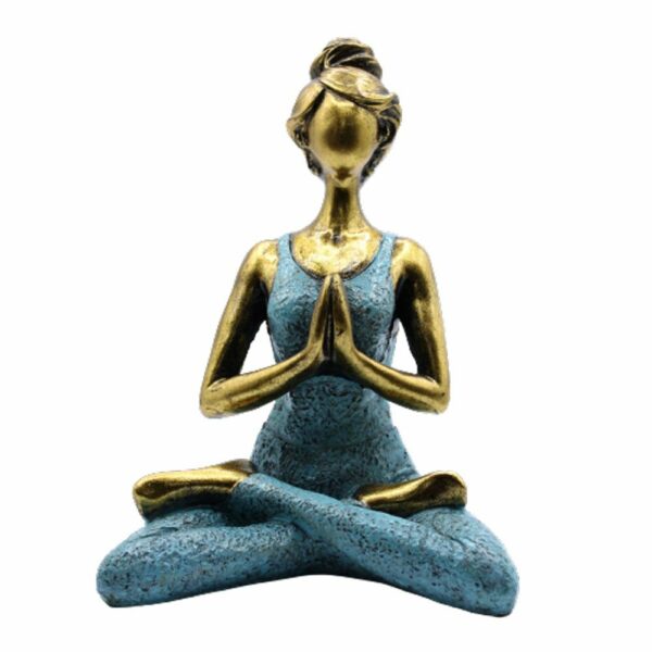 Yoga Lady Figure -  Bronze & Turqoise 24cm - Image 2