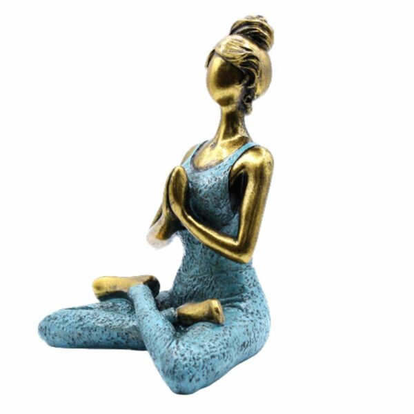 Yoga Lady Figure -  Bronze & Turqoise 24cm - Image 3