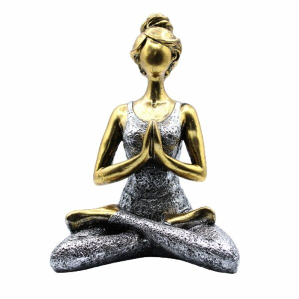 Yoga Lady Figure -  Bronze & Silver 24cm - Image 2