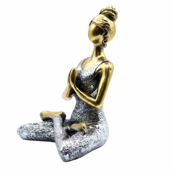 Yoga Lady Figure -  Bronze & Silver 24cm - Image 3