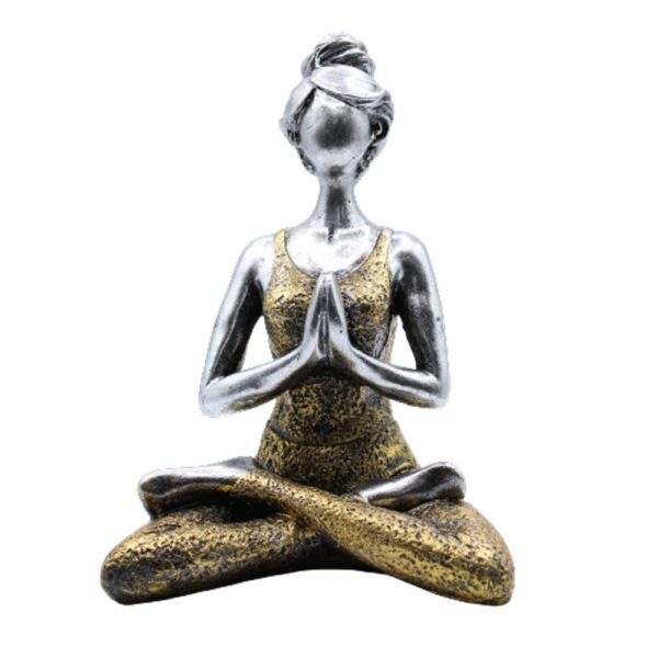 Yoga Lady Figure -  Silver & Gold 24cm - Image 2
