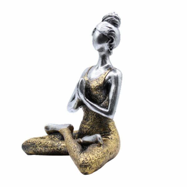 Yoga Lady Figure -  Silver & Gold 24cm - Image 3