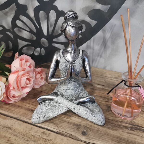 Yoga Lady Figure -  Silver & White 24cm - Image 2