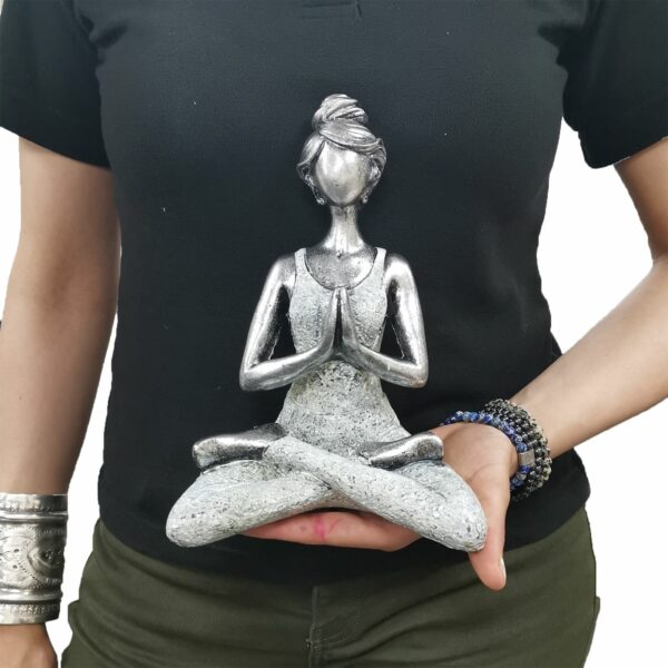 Yoga Lady Figure -  Silver & White 24cm - Image 3