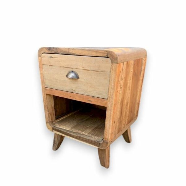 Bedside Table - Round One Draw - Recycled Wood - Image 2