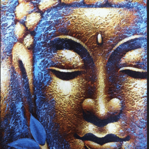 Buddha Painting - Gold Face & Lotus Flower